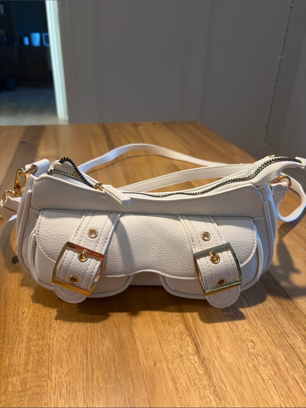 Zinnia Faux Leather Buckle Bag